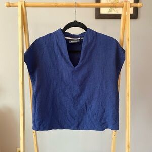 Anthropologie Deep Blue V-Neck Blouse